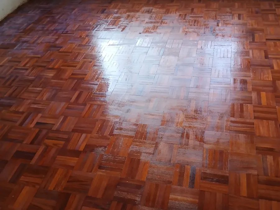 Parquet flooring stripped back to bare timber and resealed in a Gauteng home
